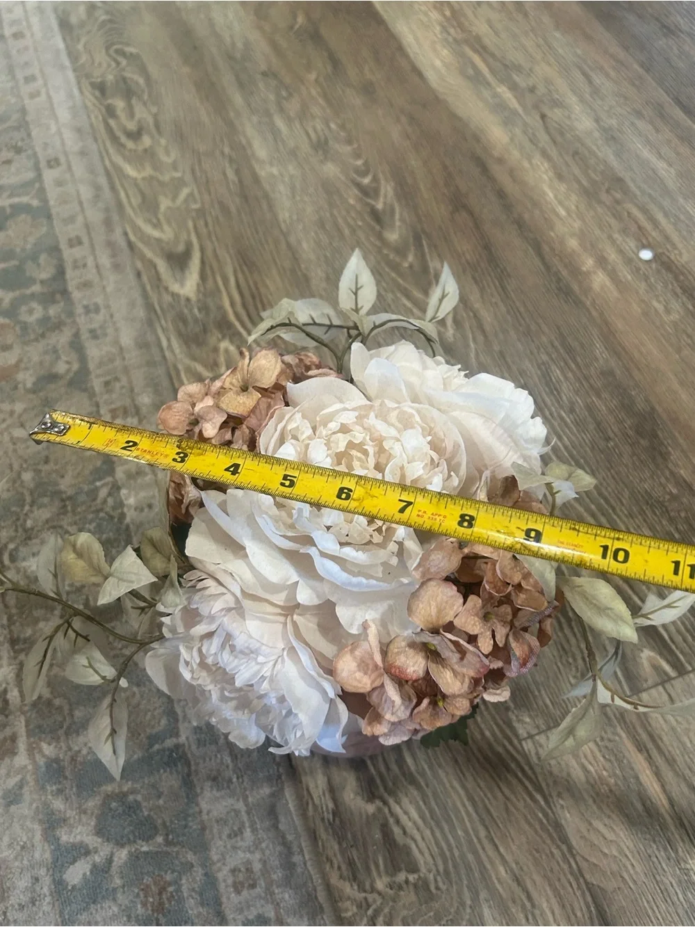 Elegant White and Blush Faux Peony & Hydrangea Arrangement - Home Accents
